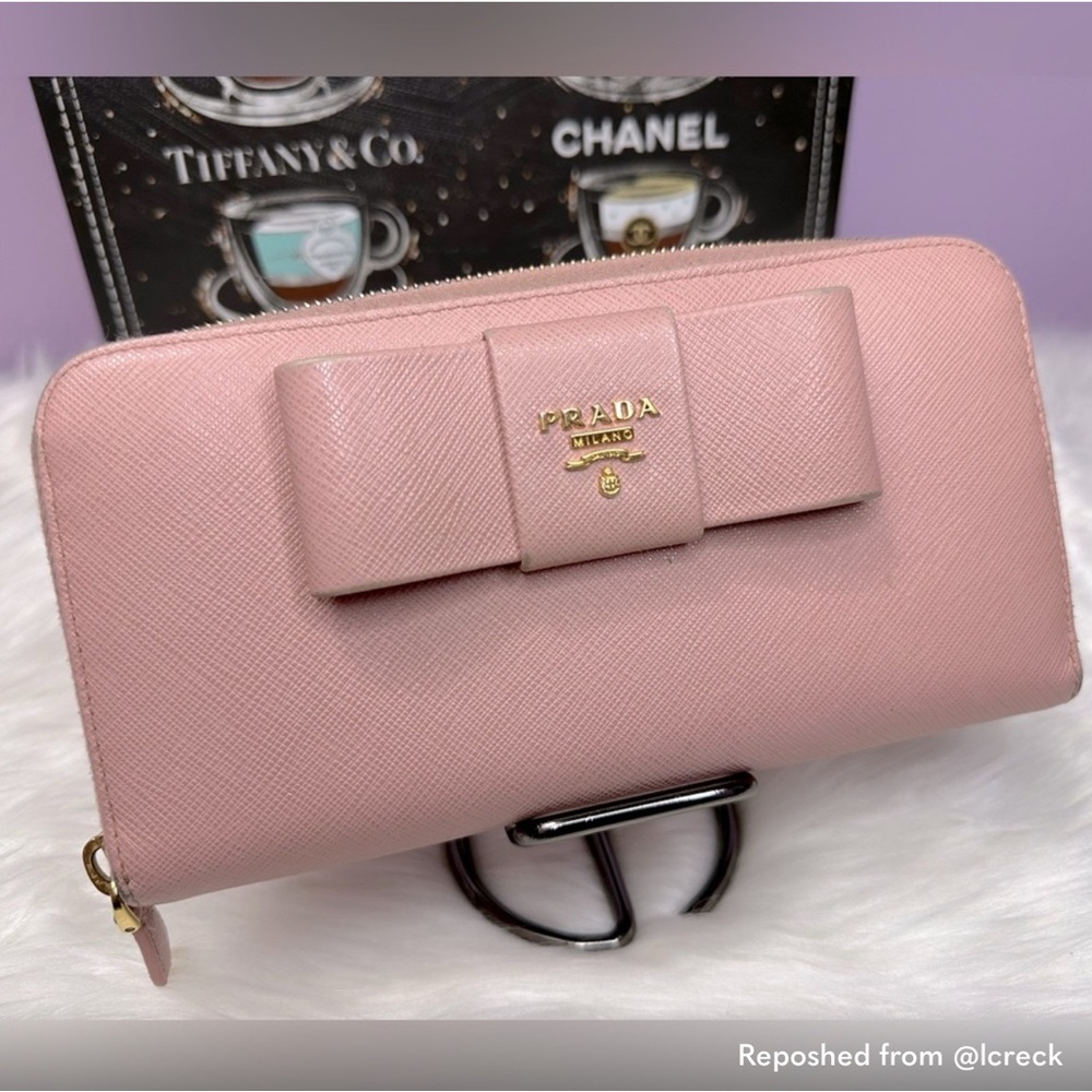 Prada Milano Saffiano Leather Pink Zippy Wallet